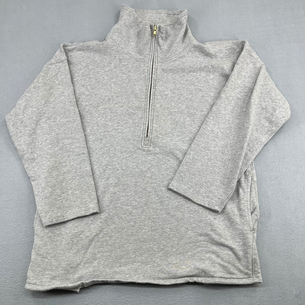 J.Crew Womens Quarter Zip Pullover Sweatshirt Heather Grey Cotton Size M